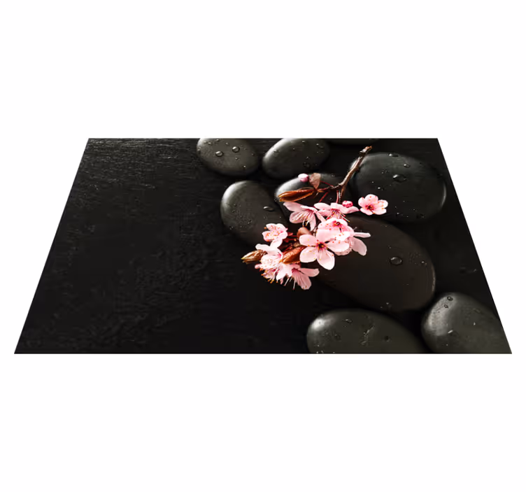 Zen taşlar çiçek doğa pvc halı - TenStickers