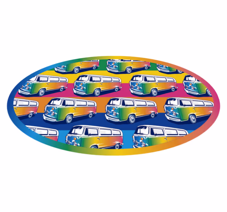Retro hippi kamyonet genç vinil halı - TenStickers