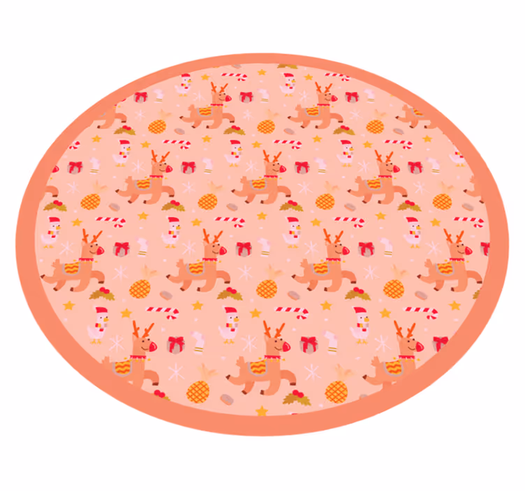 şenlikli ren geyiği çemberi Noel pvc halı - TenStickers