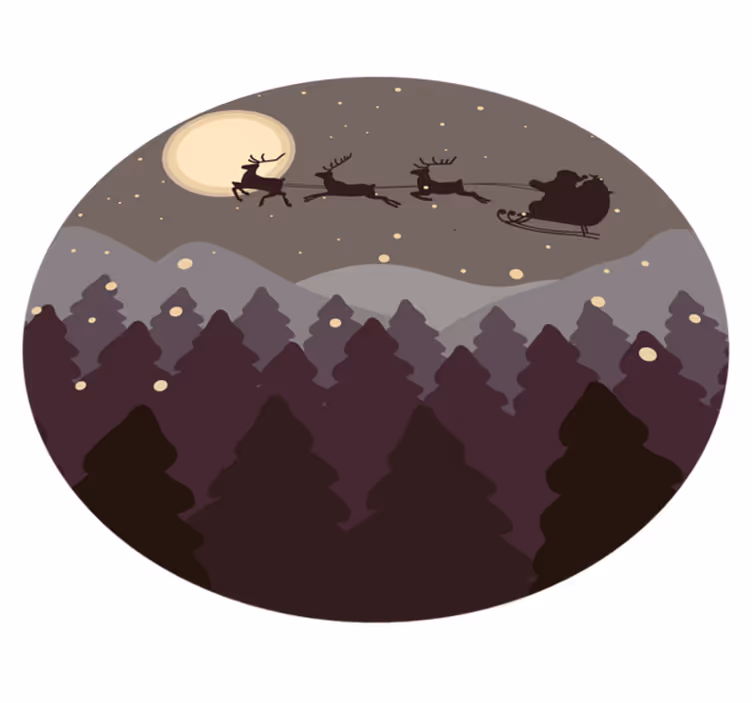 Noel baba ve atlı noel ağacı mat - TenStickers