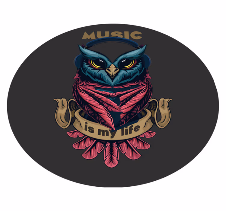 Müzikal baykuş, resimleme, ile, metin, hayvan kilim - TenStickers