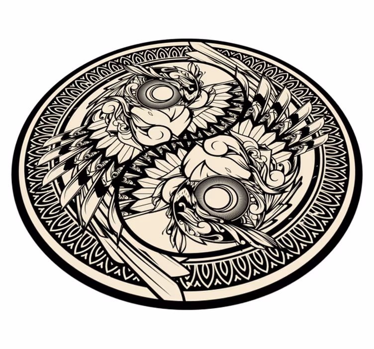 Yin yang baykuş doodle süsleme yatak odası halısı - TenStickers