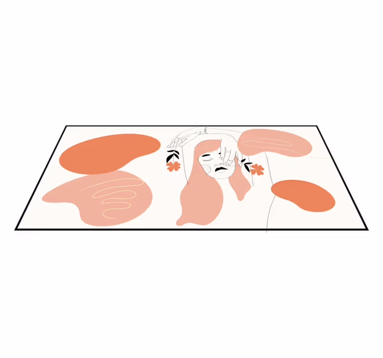 Soyut yüz sanatı minimalist pvc halı - TenStickers