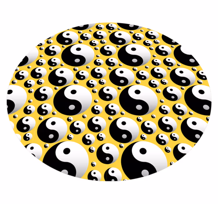 Yuvarlak vinil halı yin yang çevreler etnik kilim - TenStickers