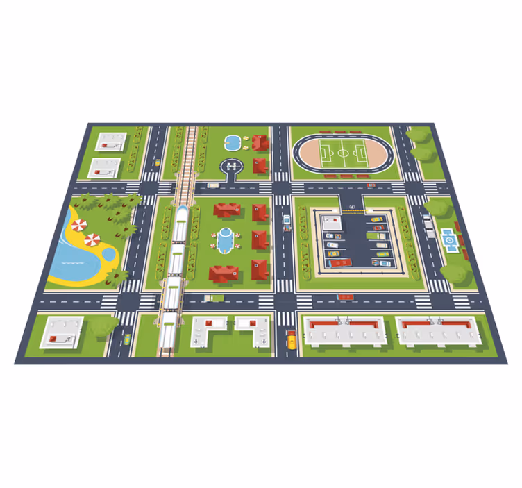 çocuk vinil kilim şehir yol halısı - TenStickers