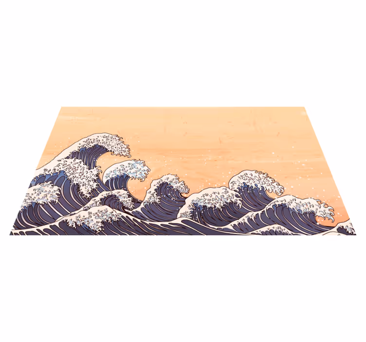 Geleneksel japon dalgası vinil halı - TenStickers
