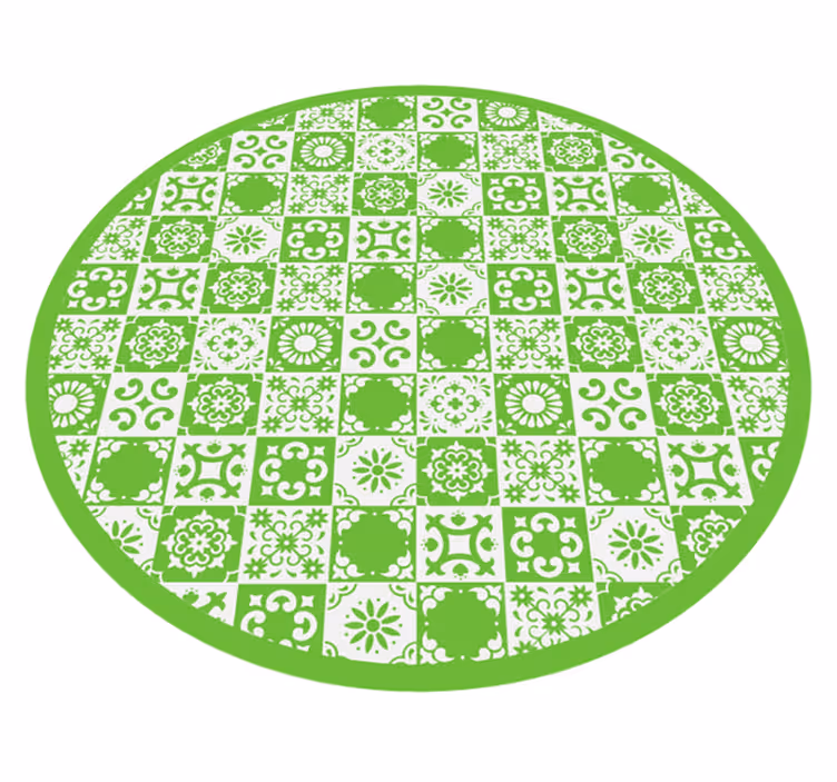 Soyut yeşil ve beyaz karo halı - TenStickers