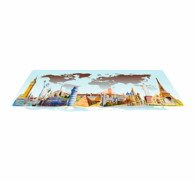 Farklı ülkelerin mouments oturma odası kilim - TenStickers