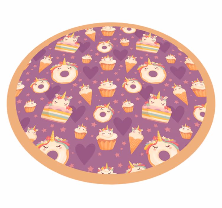 Tek boynuzlu at gökkuşağı kek desen hayvan kilim - TenStickers