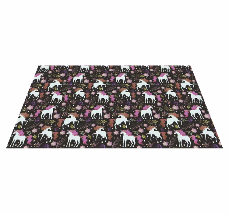 Eğlenceli tek boynuzlu at motifi pvc halı - TenStickers