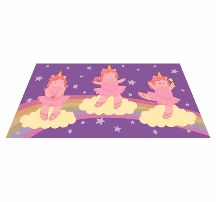 Tek boynuzlu at fantezi dansı çocukta pvc halı - TenStickers