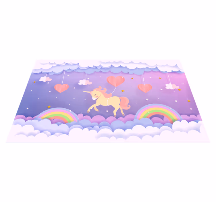 Tek boynuzlu at fantezi sahnesi bebek pvc halı - TenStickers