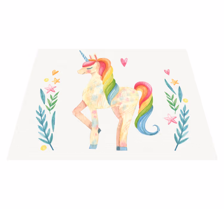 Güzel saç hayvan kilim ile tek boynuzlu at - TenStickers