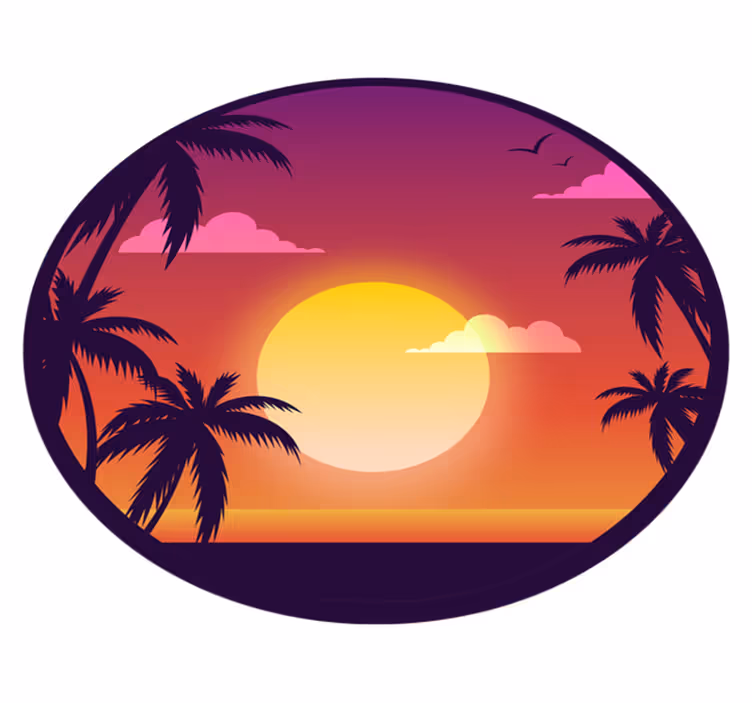 70'lerin günbatımı doğa vinil halı - TenStickers