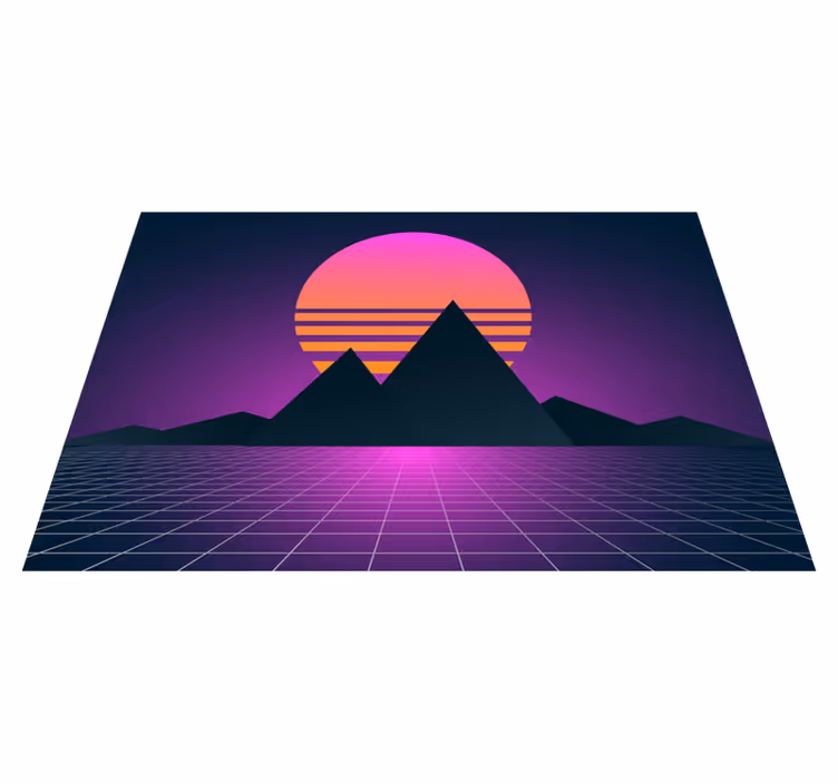 Retro gün batımı geometrisi vintage pvc halı - TenStickers
