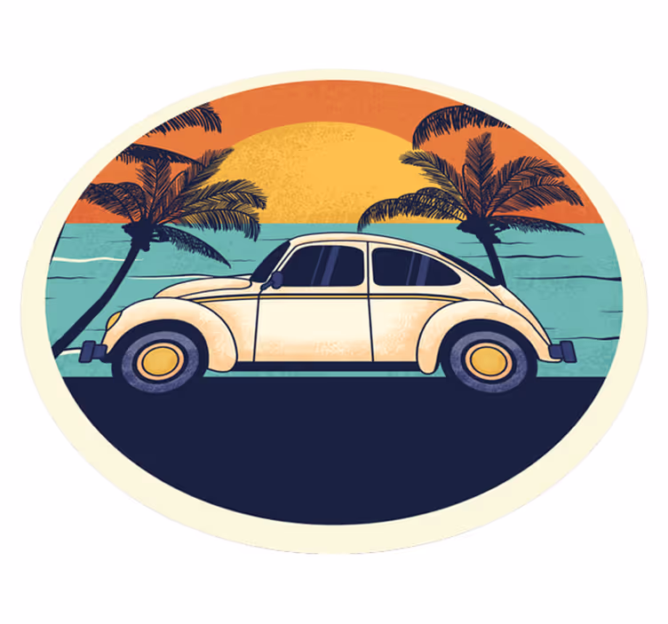 Retro araba sahne vintage pvc halı - TenStickers