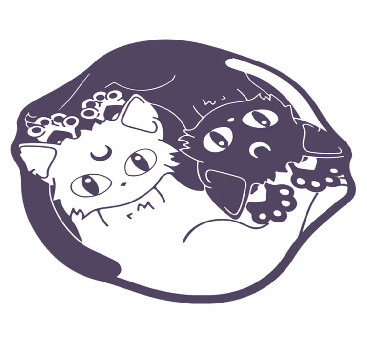 Anime kedi yin yang vinil kilim - TenStickers