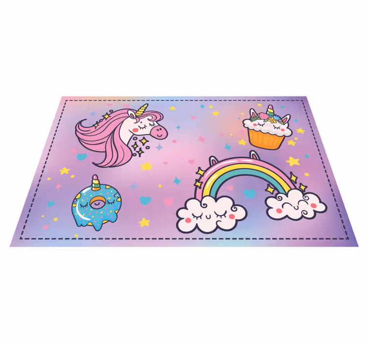 Tek boynuzlu at fantezi teması pvc halı - TenStickers