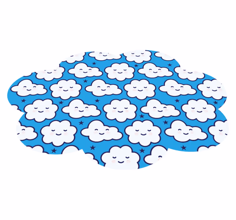 Gülümseyen anime bulutlar çocuklar vinil halı - TenStickers
