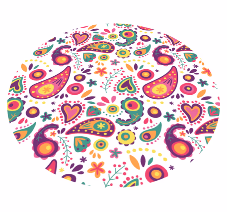 Renkli paisley deseni çiçekler ve bitkiler pvc halı - TenStickers