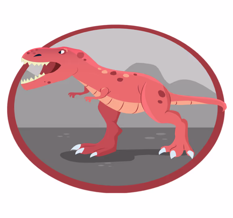 Kırmızı dinozor kükreme 3d vinil halı - TenStickers