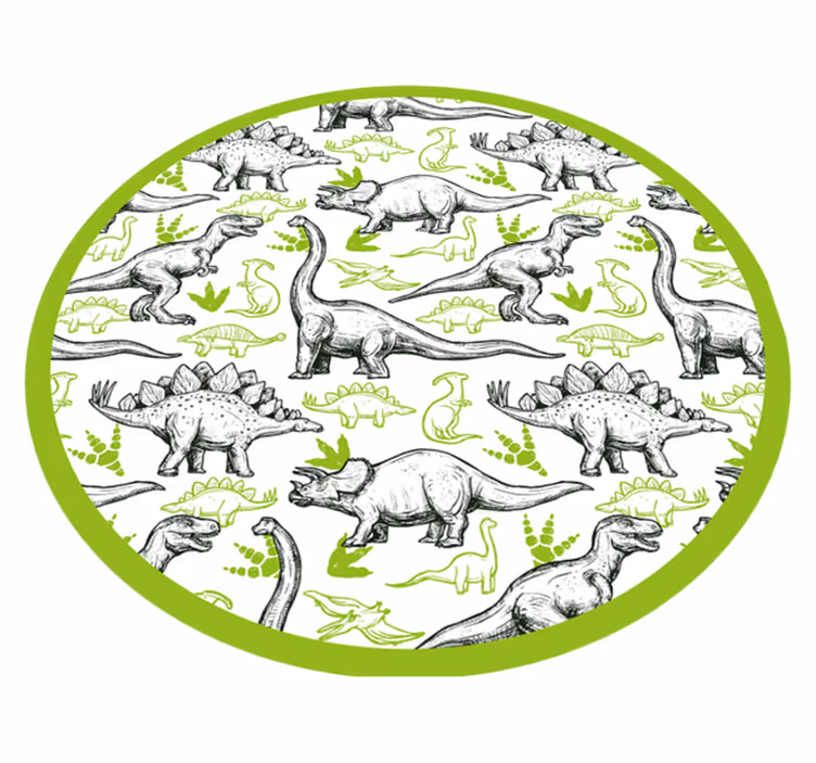 Dinozor temalı daire pvc halı - TenStickers
