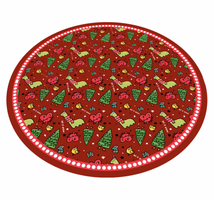 şenlikli dairesel tasarım Noel pvc halı - TenStickers