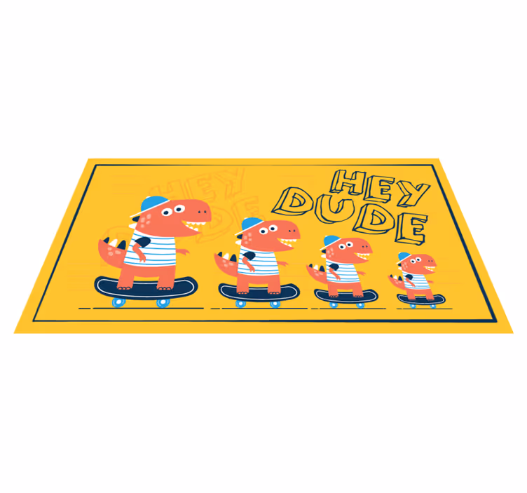 Hey dostum dinozor kaykay hayvan halısı üzerinde - TenStickers