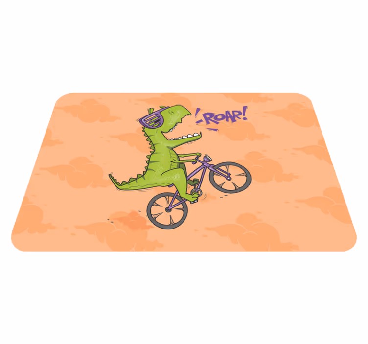 Bisiklet hayvan halısı üzerinde dinozor - TenStickers