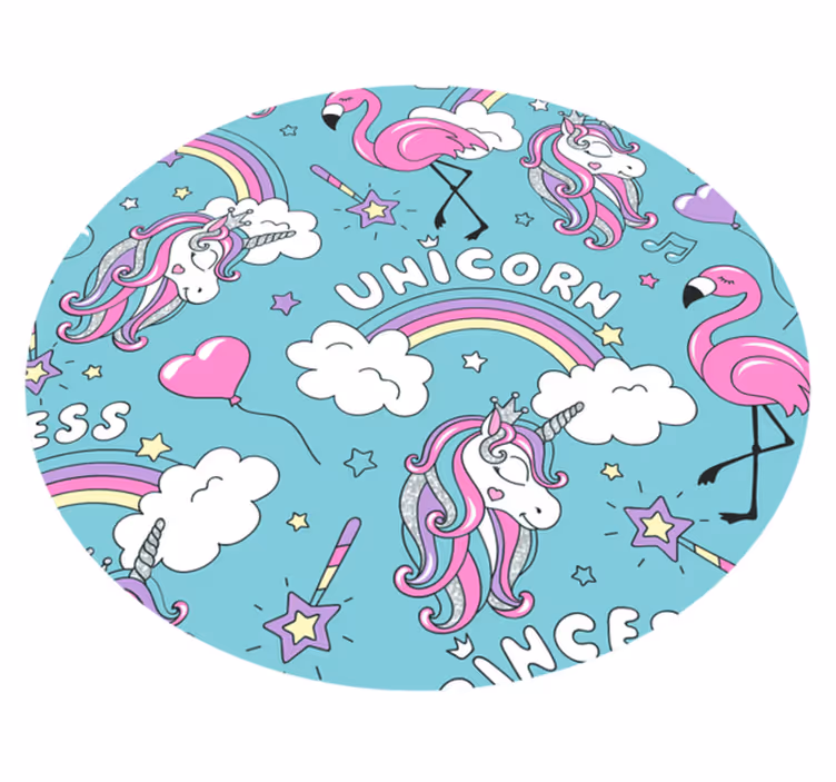 Flamingo hayvan kilim ile tek boynuzlu at desen - TenStickers
