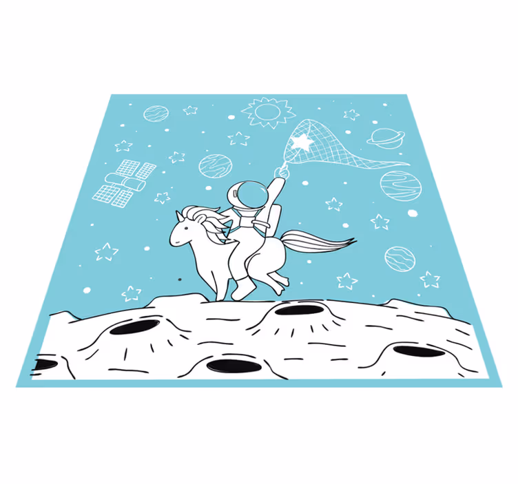 Astronot binicilik tek boynuzlu at hayvan halısı - TenStickers