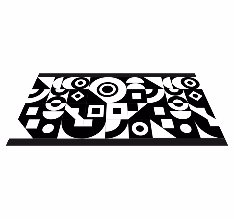 Geometrik siyah-beyaz desen koşucu - TenStickers