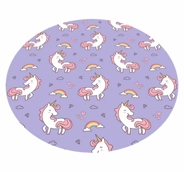 Tek boynuzlu at fantezi deseni çocukta pvc halı - TenStickers