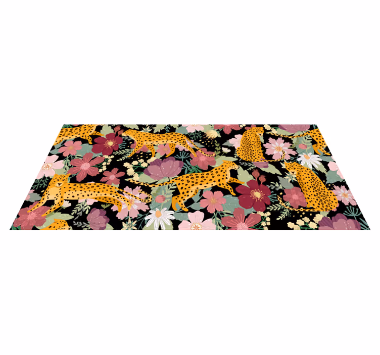 Leopar çiçek desenli Hayvan pvc halı - TenStickers