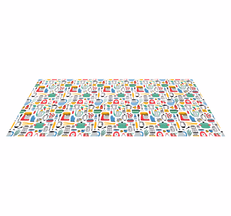 çok renkli mutfak desenli vinil halı - TenStickers