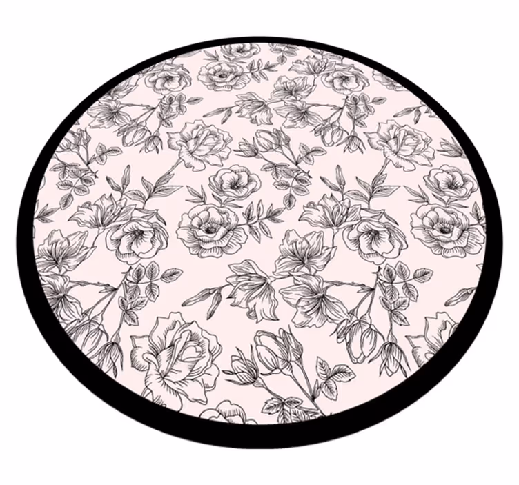 Ev için siyah ve beyaz çiçek vinil halı - TenStickers