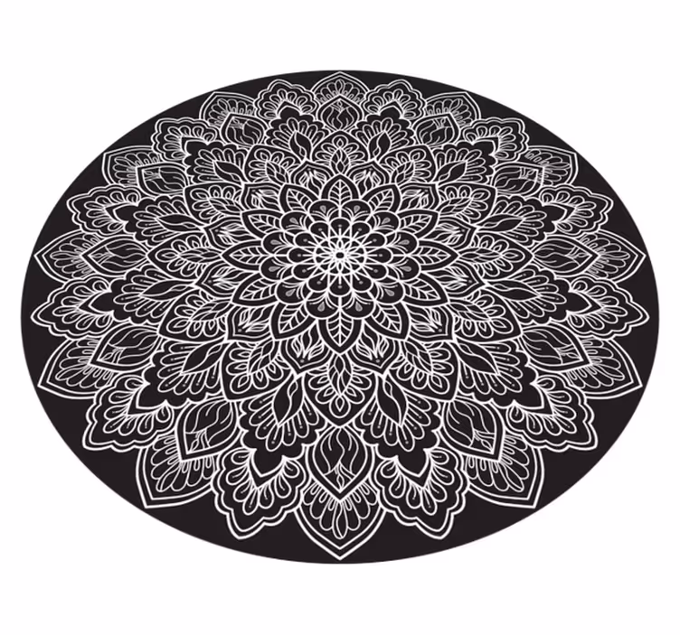 Siyah ve beyaz mandala vinil halı - TenStickers