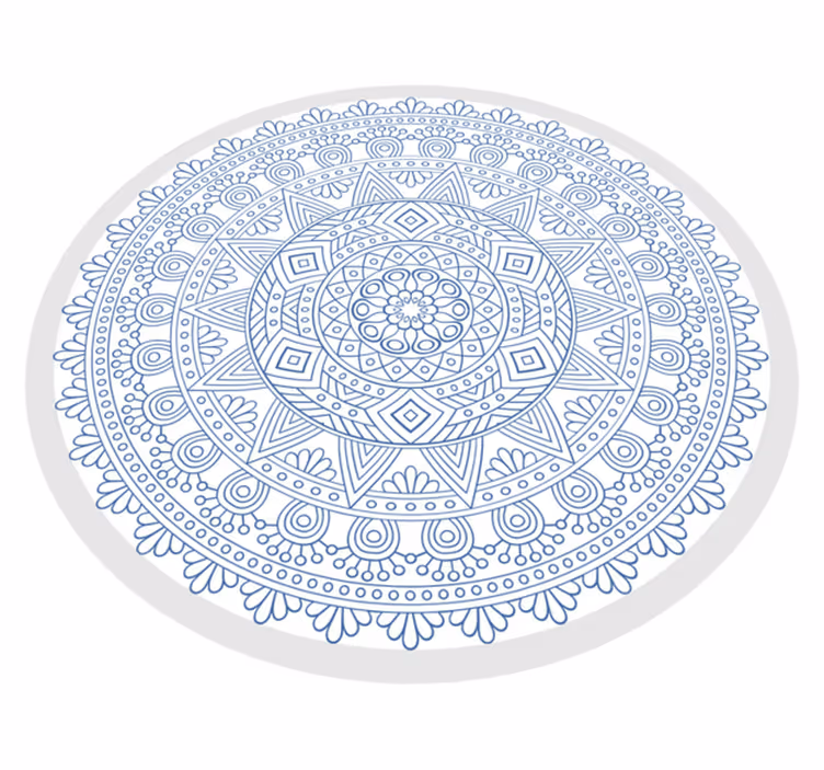 Karmaşık mavi motif mandala pvc halı - TenStickers