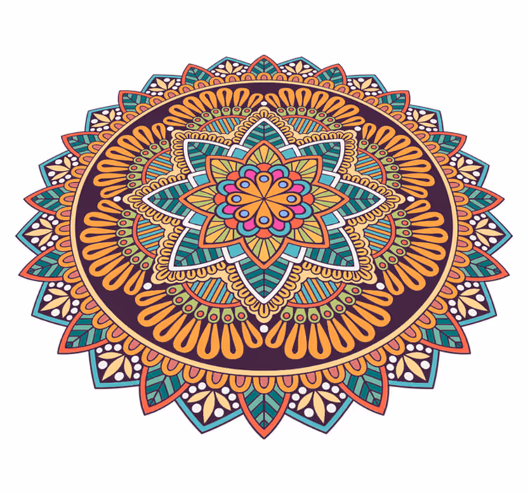 Renkli mandala çiçek mandala vinil halı - TenStickers