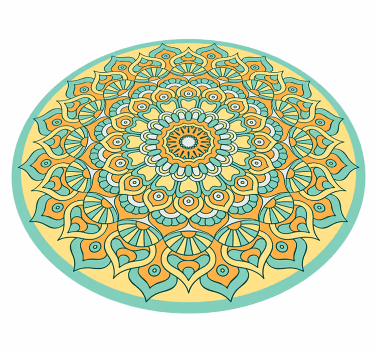 Mandala turuncu ve turkuaz mandala vinil kilim - TenStickers