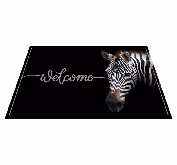 Zebra hoş geldiniz grafiği cümleleri ile pvc halı - TenStickers