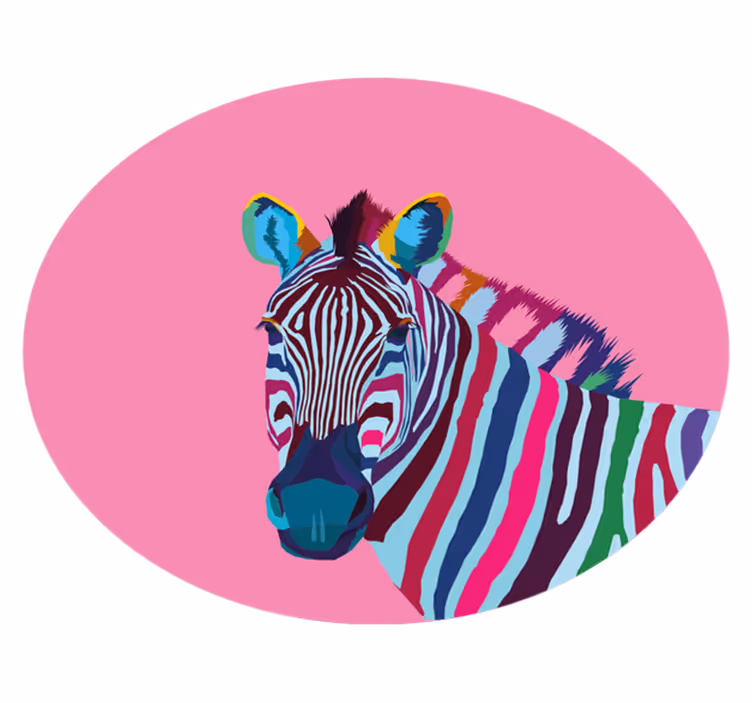 Zebra pop art hayvan halı daire - TenStickers