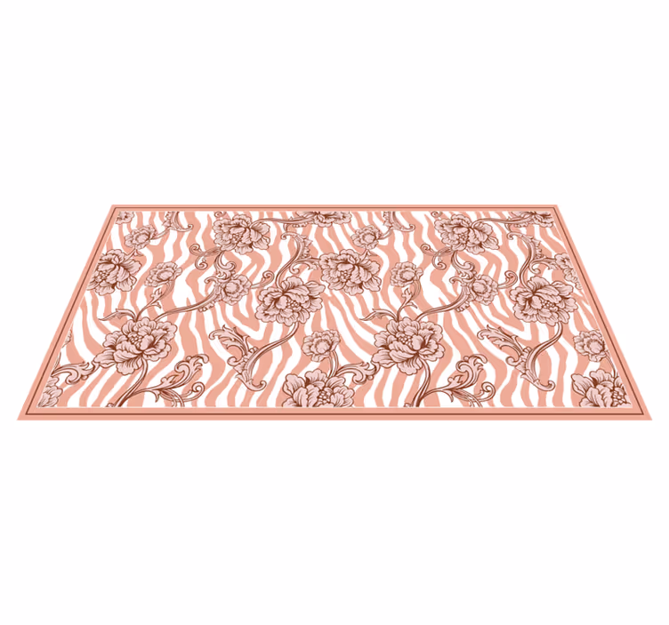 Zebra çiçek füzyonu yatak odası pvc halı - TenStickers