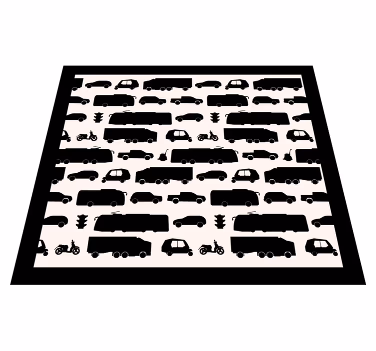 Araç siluetleri yollar pvc halı - TenStickers