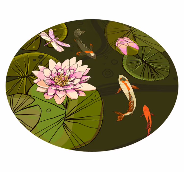 Lotus su üzerinde çiçek vinil halı - TenStickers