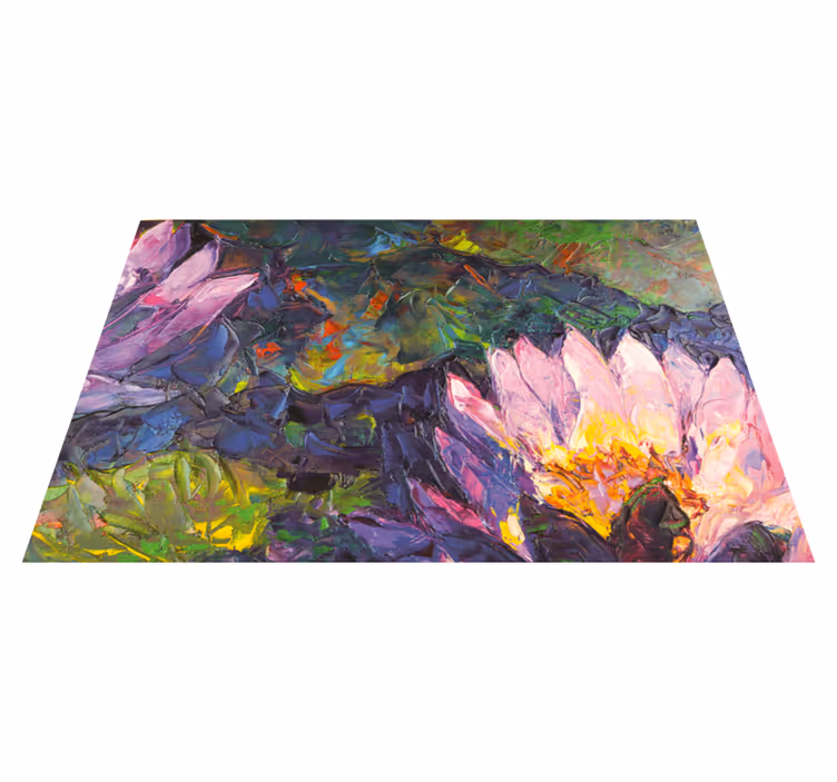 Lotus dikdörtgen sahneler çiçek vinil halı - TenStickers