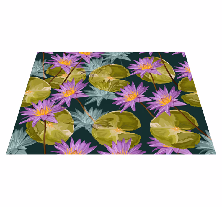 Lotus mor suluboya çiçek halısı - TenStickers