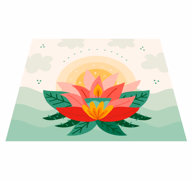 Lotus pembe kroki mum çiçekli halı - TenStickers