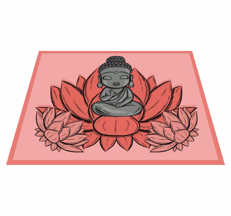 Meditasyon yapan buda sanat eseri mandala pvc halı - TenStickers