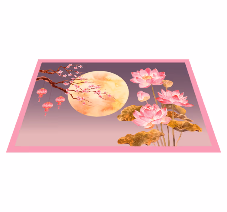 Lotus gece sahnesi çiçek halısı - TenStickers